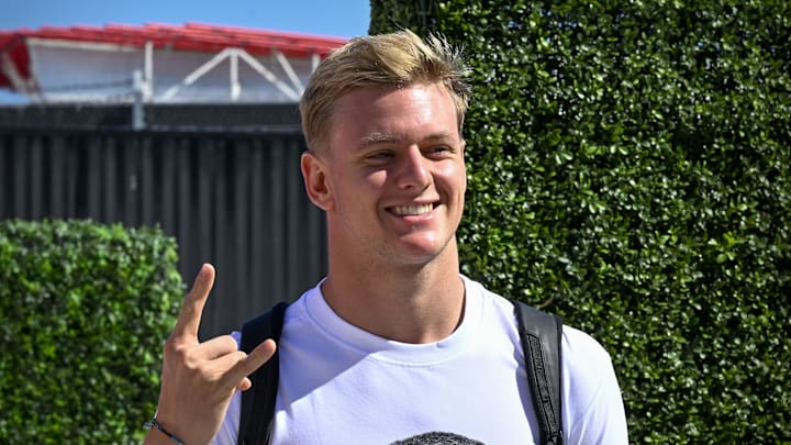 Oct 21, 2022; Austin, Texas, USA; Haas F1 Team driver Mick Schumacher (47) arrives for practice for