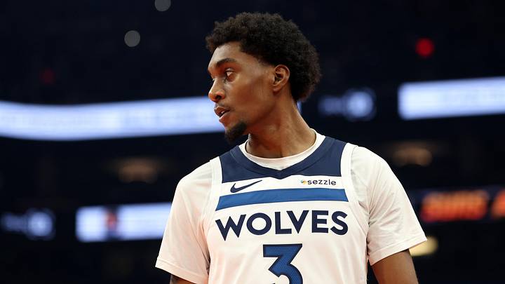 Nov 21, 2025; Phoenix, Arizona, USA; Minnesota Timberwolves forward Jaden McDaniels (3) against the Phoenix Suns during an NBA Cup game at Mortgage Matchup Center. Mandatory Credit: Mark J. Rebilas-Imagn Images Nov 21, 2025; Phoenix, Arizona, USA; Minnesota Timberwolves forward Jaden McDaniels (3) against the Phoenix Suns during an NBA Cup game at Mortgage Matchup Center. Mandatory Credit: Mark J. Rebilas-Imagn Images