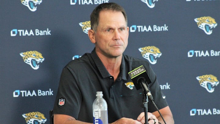 Jaguars general manager Trent Baalke talks to media during a pre-draft luncheon on Thursday, April 20, 2023