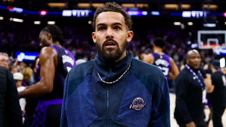 Jan 16, 2026; Sacramento, California, USA; Washington Wizards guard Trae Young (3) walks off the court after the game against the Sacramento Kings at Golden 1 Center. Mandatory Credit: Sergio Estrada-Imagn Images