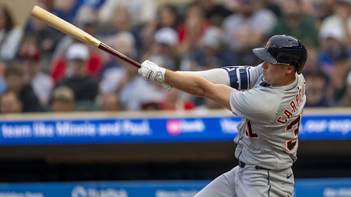 Kerry Carpenter and the Tigers are road favorites against the Twins on Friday night.