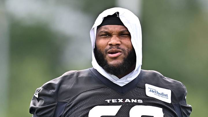 Jun 9, 2026; Houston, Texas, USA; Houston Texans guard Ed Ingram arrives for the team’s minicamp at Houston Methodist Training Center. Mandatory Credit: Maria Lysaker-Imagn Images Jun 9, 2026; Houston, Texas, USA; Houston Texans guard Ed Ingram arrives for the team’s minicamp at Houston Methodist Training Center. Mandatory Credit: Maria Lysaker-Imagn Images
