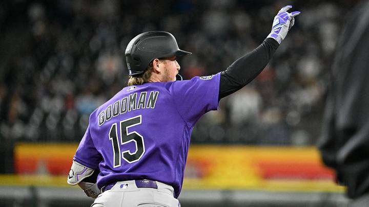 Rockies catcher Hunter Goodman (15) points after he hit a three-run home run against the White Sox. Credit: Matt Marton-Imagn Rockies catcher Hunter Goodman (15) points after he hit a three-run home run against the White Sox. Credit: Matt Marton-Imagn