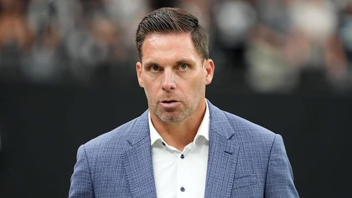 Sep 22, 2024; Paradise, Nevada, USA; Carolina Panthers general manager Dan Morgan during the game against the Las Vegas Raiders at Allegiant Stadium.