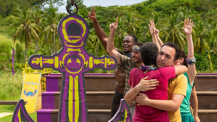 (L-R): Ori Jean-Charles, Eric Macksoud, Kristin Flickinger, Cristian Chavez, Linnea Capobianco in Survivor season 51 episode 3