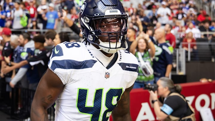 Dec 8, 2024; Glendale, Arizona, USA; Seattle Seahawks linebacker Tyrice Knight (48) against the Arizona Cardinals at State Farm Stadium.