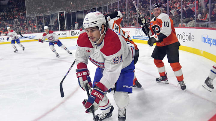 Jan 10, 2024; Philadelphia, Pennsylvania, USA; Montreal Canadiens center Sean Monahan