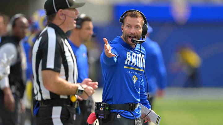 Rams head coach Sean McVay has had a frustrating start to the season, with his team losing back-to-back close games to the Bills and Cardinals. Rams head coach Sean McVay has had a frustrating start to the season, with his team losing back-to-back close games to the Bills and Cardinals.