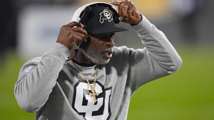 Colorado Buffaloes head coach Deion Sanders during the first quarter Cincinnati Bearcats at Folsom Field.