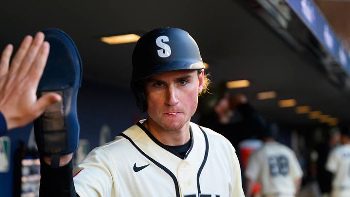 May 17, 2026; Seattle, Washington, USA; Seattle Mariners third baseman Colt Emerson (4) celebrates after scoring a run against the San Diego Padres during the sixth inning at T-Mobile Park. Mandatory Credit: Steven Bisig-Imagn Images May 17, 2026; Seattle, Washington, USA; Seattle Mariners third baseman Colt Emerson (4) celebrates after scoring a run against the San Diego Padres during the sixth inning at T-Mobile Park. Mandatory Credit: Steven Bisig-Imagn Images