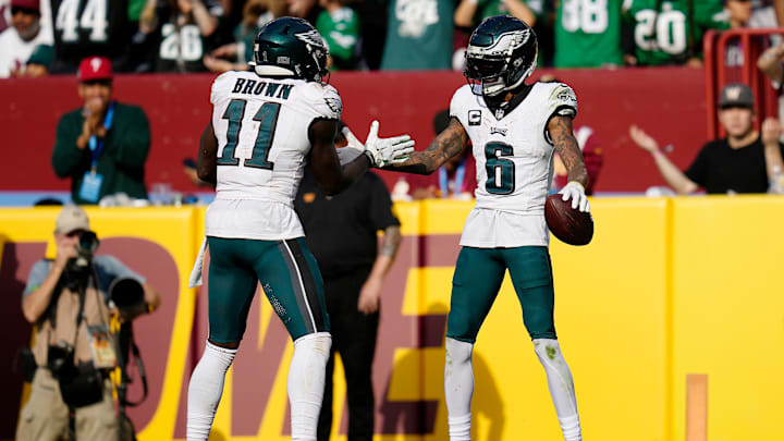DeVonta Smith #6, A.J. Brown #11, Philadelphia Eagles