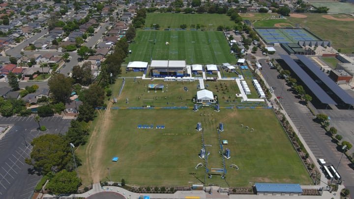 Jul 26, 2023; Costa Mesa, CA, USA; A general overall aerial view of Los Angeles Chargers training