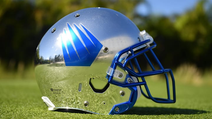 IMG Academy football helmet photographed during practice on Friday, Aug. 2, 2024 on IMG Academy Football Media Day in Bradenton, Florida.