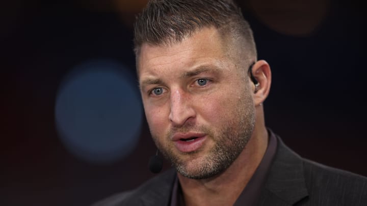 Tim Tebow before the 2024 SEC Championship game at Mercedes-Benz Stadium. 