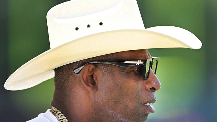 Jul 30, 2026; Berea, OH, USA; Former NFL player Deion Sanders arrives at Cleveland Browns training camp at CrossCountry Mortgage Campus. Mandatory Credit: Ken Blaze-Imagn Images