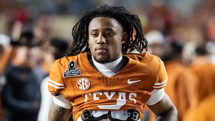 Dec 21, 2024; Austin, Texas, USA; Texas Longhorns defensive back Jaylon Guilbeau (3) against the Clemson Tigers during the CFP National playoff first round at Darrell K Royal-Texas Memorial Stadium. Mandatory Credit: Mark J. Rebilas-Imagn Images Dec 21, 2024; Austin, Texas, USA; Texas Longhorns defensive back Jaylon Guilbeau (3) against the Clemson Tigers during the CFP National playoff first round at Darrell K Royal-Texas Memorial Stadium. Mandatory Credit: Mark J. Rebilas-Imagn Images