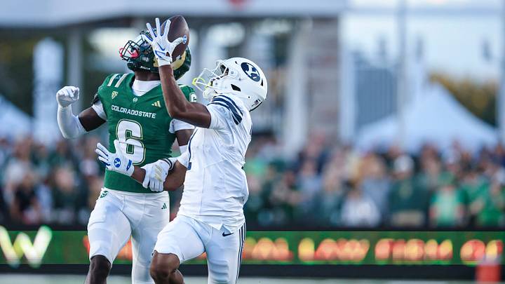 BYU wide receiver Legend Glasker hauls in a one-handed catch against Colorado State BYU wide receiver Legend Glasker hauls in a one-handed catch against Colorado State