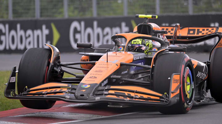 Jun 8, 2024; Montreal, Quebec, CAN; McLaren driver Lando Norris (GBR) races during qualifying at Circuit Gilles Villeneuve. Mandatory Credit: Eric Bolte-USA TODAY Sports