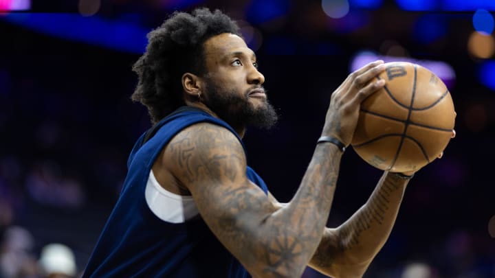 Mar 27, 2024; Philadelphia, Pennsylvania, USA; Philadelphia 76ers forward Robert Covington practices before a game against the LA Clippers at Wells Fargo Center