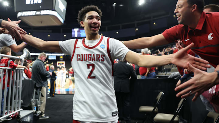 Myles Rice enters the tunnel following WSU's first-round win over Drake