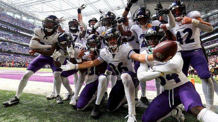 Aug 22, 2026; Minneapolis, Minnesota, USA; Baltimore Ravens safety Silas Walters (36) celebrates an interception with teammates during the second half against the Minnesota Vikings at U.S. Bank Stadium. Mandatory Credit: Matt Krohn-Imagn Images TPX IMAGES OF THE DAY Aug 22, 2026; Minneapolis, Minnesota, USA; Baltimore Ravens safety Silas Walters (36) celebrates an interception with teammates during the second half against the Minnesota Vikings at U.S. Bank Stadium. Mandatory Credit: Matt Krohn-Imagn Images TPX IMAGES OF THE DAY