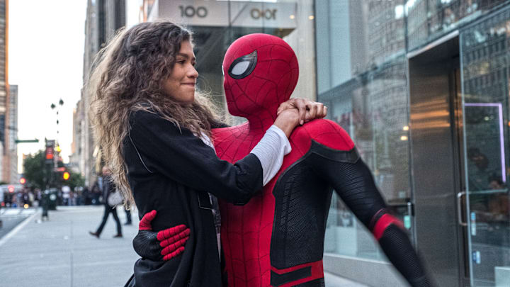 Michelle (Zendaya) catches a ride from Spider-Man in Columbia Pictures' SPIDER-MAN: ™ FAR FROM HOME.