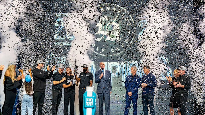 Los Angeles Golf Club celebrates their victory over Jupiter Links GC to win the TGL finals at SoFi Center on March 24, 2026, in Palm Beach Gardens, Florida.