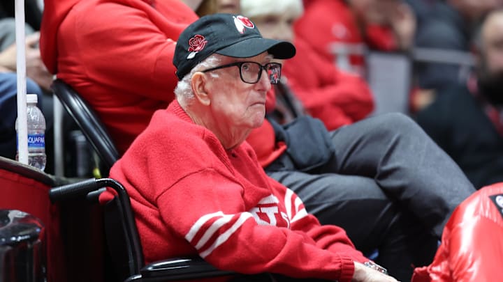 Frank Layden, seen here watching a Utah game in 2024, helped establish professional basketball in the Beehive State.