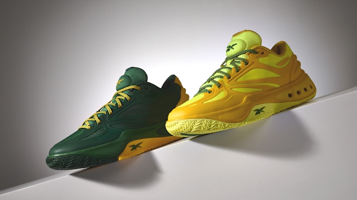 The Reebok Engine A in player-exclusive 'Bethel High School' colorways. The Reebok Engine A in player-exclusive 'Bethel High School' colorways.