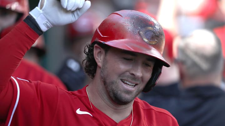 Cincinnati Reds shortstop Kyle Farmer (17) celebrates.