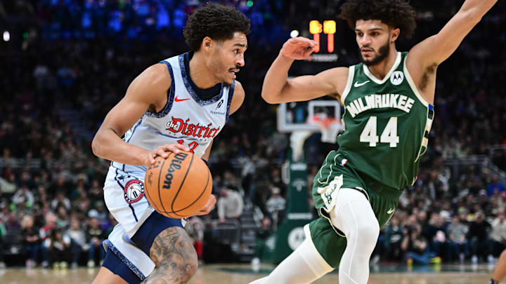 Dec 21, 2024; Milwaukee, Wisconsin, USA; Washington Wizards guard Jordan Poole (13) drives for the basket against Milwaukee Bucks forward Andre Jackson Jr. (44) in the third quarter at Fiserv Forum. Mandatory Credit: Benny Sieu-Imagn Images Dec 21, 2024; Milwaukee, Wisconsin, USA; Washington Wizards guard Jordan Poole (13) drives for the basket against Milwaukee Bucks forward Andre Jackson Jr. (44) in the third quarter at Fiserv Forum. Mandatory Credit: Benny Sieu-Imagn Images