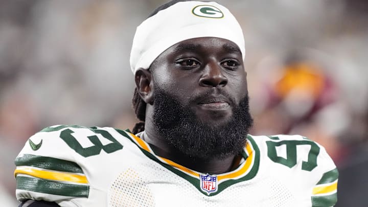 Sep 11, 2025; Green Bay, Wisconsin, USA; Green Bay Packers defensive lineman Nazir Stackhouse (93) during the game against the Washington Commanders at Lambeau Field. Sep 11, 2025; Green Bay, Wisconsin, USA; Green Bay Packers defensive lineman Nazir Stackhouse (93) during the game against the Washington Commanders at Lambeau Field.