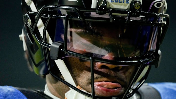 Indianapolis Colts cornerback Kenny Moore II (23) walks the field Monday, Dec. 22, 2025, during a game against the San Francisco 49ers at Lucas Oil Stadium in Indianapolis.