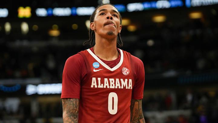 Mar 27, 2026; Chicago, IL, USA; Alabama Crimson Tide guard Labaron Philon Jr. (0) looks on after a Sweet Sixteen game of the Midwest Regional of the men's 2026 NCAA Tournament against the Michigan Wolverines at United Center. Mandatory Credit: David Banks-Imagn Images Mar 27, 2026; Chicago, IL, USA; Alabama Crimson Tide guard Labaron Philon Jr. (0) looks on after a Sweet Sixteen game of the Midwest Regional of the men's 2026 NCAA Tournament against the Michigan Wolverines at United Center. Mandatory Credit: David Banks-Imagn Images