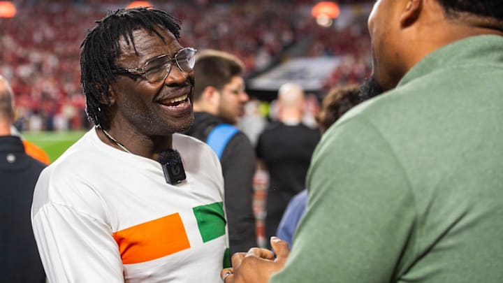 Michael Irvin during the College Football Playoff National Championship college football game at Hard Rock Stadium in Miami Gardens on Monday, Jan. 19, 2026.