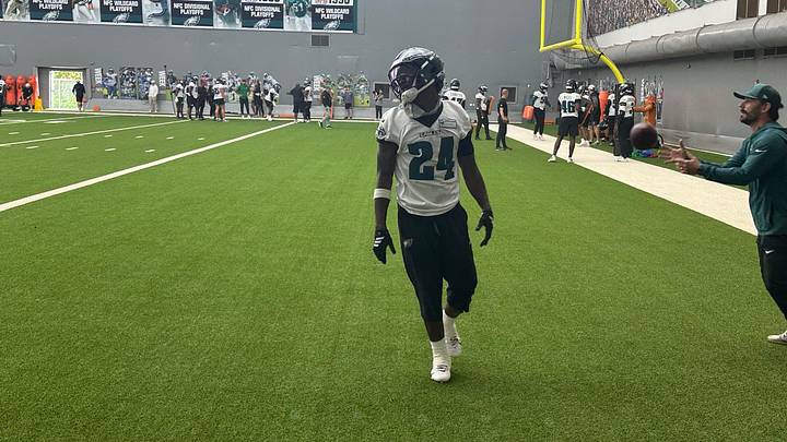 Eagles S Drew Mukuba at an OTA practice this spring. Eagles S Drew Mukuba at an OTA practice this spring.