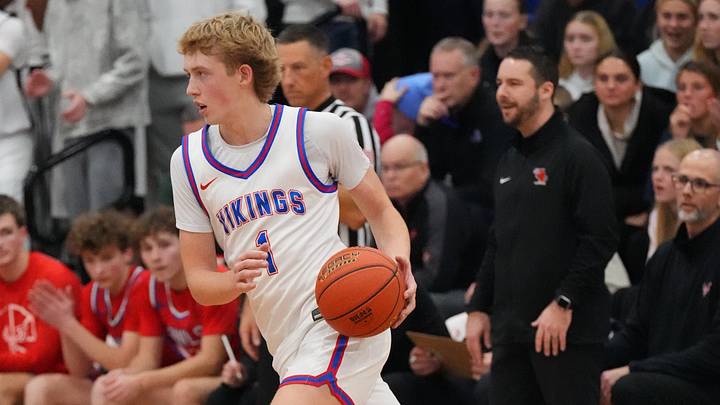 Wisconsin Lutheran's Kager Knueppel (1) brings the ball downcourt during the game against Slinger at Wisconsin Lutheran High School, in Milwaukee, Wisconsin, Dec. 9, 2025. Wisconsin Lutheran won the game, 68-46.