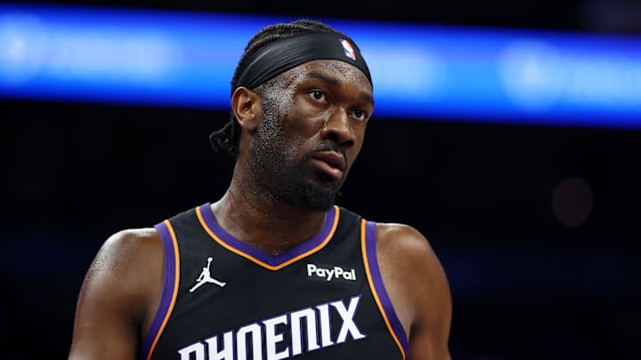 Dec 23, 2025; Phoenix, Arizona, USA; Phoenix Suns center Mark Williams (15) against the Los Angeles Lakers at Mortgage Matchup Center. Mandatory Credit: Mark J. Rebilas-Imagn Images