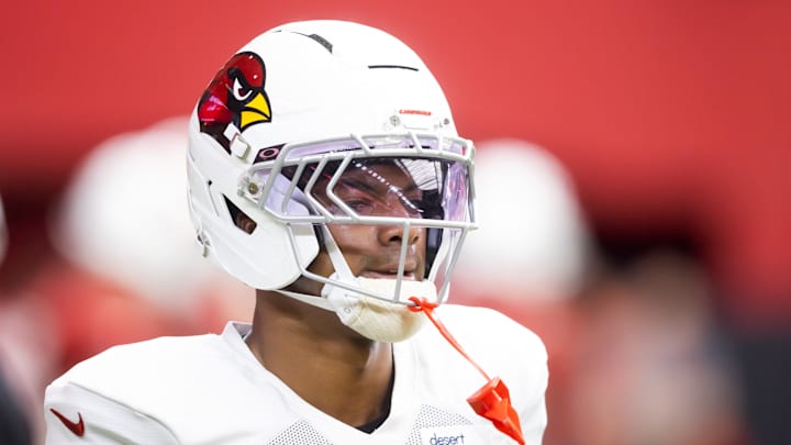 Jul 29, 2025; Glendale, AZ, USA; Arizona Cardinals cornerback Will Johnson (0) during training camp at State Farm Stadium. Mandatory Credit: Mark J. Rebilas-Imagn Images