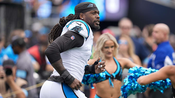 Carolina Panthers LB Jadeveon Clowney during the first quarter against the Cincinnati Bengals.