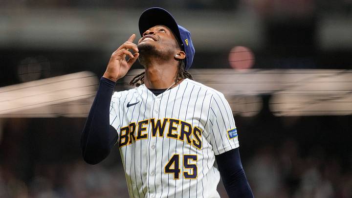 Aug 8, 2026; Milwaukee, Wisconsin, USA; Milwaukee Brewers pitcher Abner Uribe (45) celebrates following the seventh inning against the Minnesota Twins at American Family Field. Mandatory Credit: Jeff Hanisch-Imagn Images Aug 8, 2026; Milwaukee, Wisconsin, USA; Milwaukee Brewers pitcher Abner Uribe (45) celebrates following the seventh inning against the Minnesota Twins at American Family Field. Mandatory Credit: Jeff Hanisch-Imagn Images