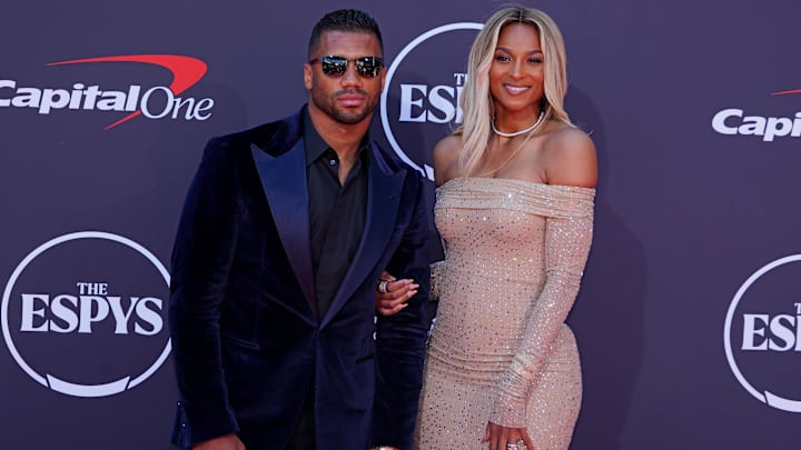 Russell Wilson and Ciara on the red carpet before the ESPYS at The Dolby Theatre.