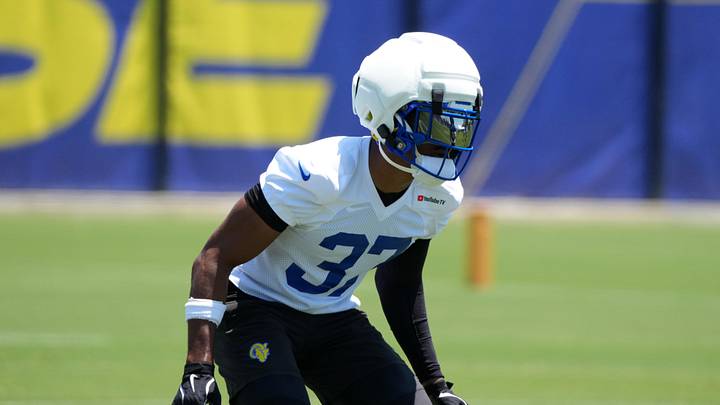 Jun 2, 2026; Woodland Hills, CA, USA; Los Angeles Rams safety Quentin Lake (37) during organized team activities at Rams Practice Facility. Mandatory Credit: Kirby Lee-Imagn Images Jun 2, 2026; Woodland Hills, CA, USA; Los Angeles Rams safety Quentin Lake (37) during organized team activities at Rams Practice Facility. Mandatory Credit: Kirby Lee-Imagn Images