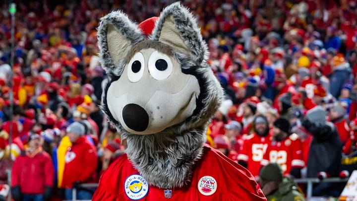 Jan 26, 2025; Kansas City, MO, USA; Kansas City Chiefs mascot KC Wolf in the AFC Championship game at GEHA Field at Arrowhead Stadium. Mandatory Credit: Mark J. Rebilas-Imagn Images Jan 26, 2025; Kansas City, MO, USA; Kansas City Chiefs mascot KC Wolf in the AFC Championship game at GEHA Field at Arrowhead Stadium. Mandatory Credit: Mark J. Rebilas-Imagn Images