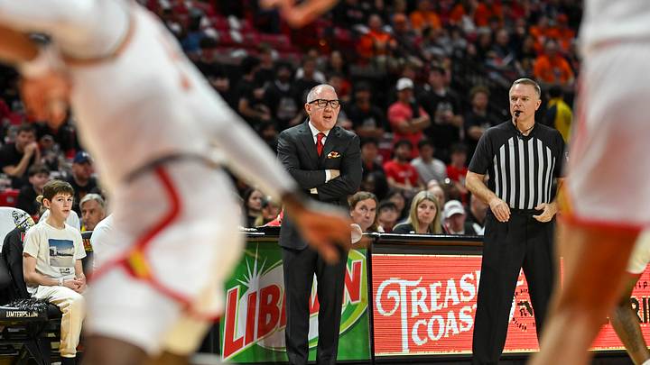 Maryland Terrapins head coach Buzz Williams looks on the court during the first half against the Illinois Fighting Illini at Xfinity Center.