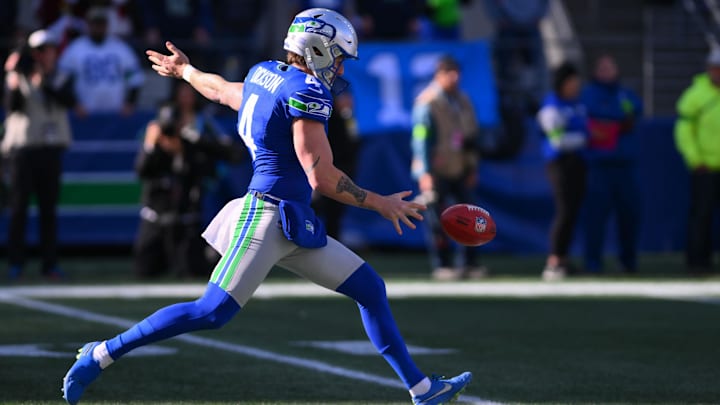 Oct 29, 2023; Seattle, Washington, USA; Seattle Seahawks punter Michael Dickson (4) punts the ball