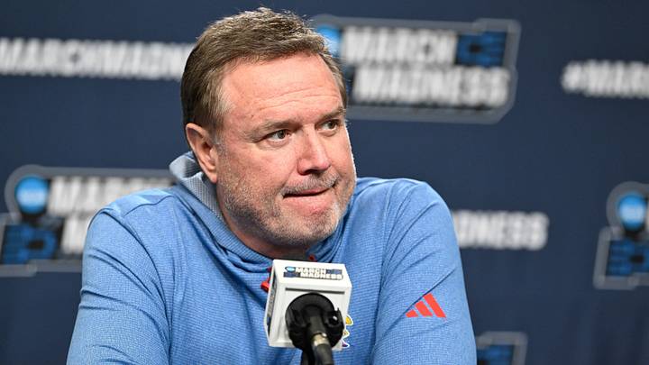 Mar 19, 2025; Providence, RI, USA; Kansas Jayhawks head coach Bill Self speaks to the media during a press conference at Amica Mutual Pavilion. Mandatory Credit: Eric Canha-Imagn Images Mar 19, 2025; Providence, RI, USA; Kansas Jayhawks head coach Bill Self speaks to the media during a press conference at Amica Mutual Pavilion. Mandatory Credit: Eric Canha-Imagn Images