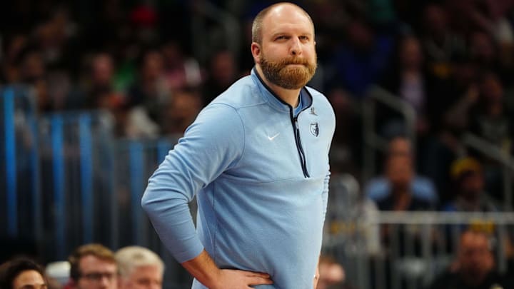 Dec 28, 2023; Denver, Colorado, USA; Memphis Grizzlies head coach Taylor Jenkins during the second
