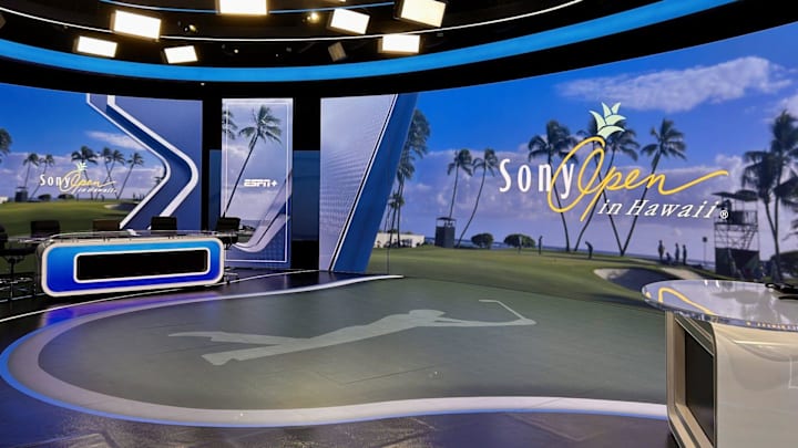 Inside Studio 1A of the PGA Tour studios in Ponte Vedra Beach, where many remote broadcasts are now called from, including entire tournaments on the PGA Tour Champions.  