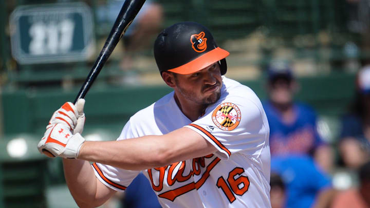 Baltimore Orioles' Trey Mancini is up to bat during Friday's spring training game against the Tampa Bay Rays in Sarasota. [HERALD-TRIBUNE STAFF PHOTO / DAN WAGNER]